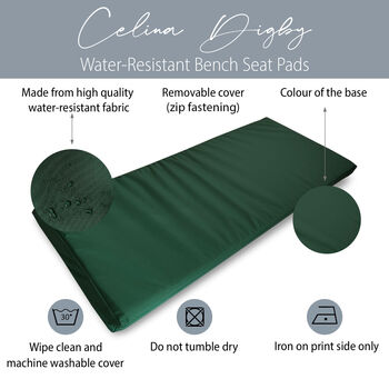 Bottle Green Water Resistant Garden Bench Seat Pad, 2 of 3