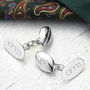 Rugby Ball Cufflinks Solid Silver, thumbnail 1 of 7