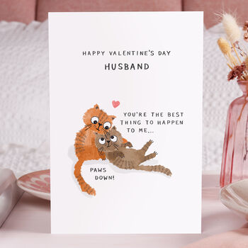 Cute Cat Valentine Card For Husband, 3 of 5