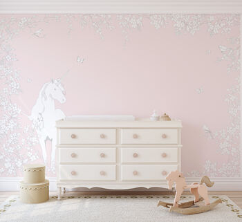 Soft Pink Silk Unicorn Wallpaper, 2 of 4