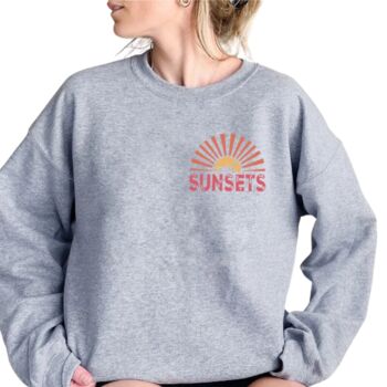 'Chasing Sunsets' Pink Sweatshirt – Relaxed Summer Style, 6 of 6