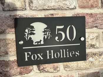 Personalised Fox In Forest Design House Acrylic Number Sign, 2 of 6