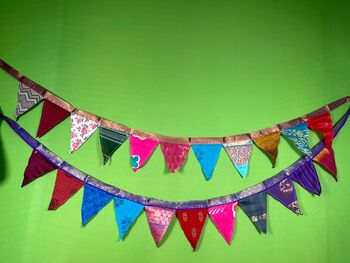 Upcycled Sari Flags, Handmade Bunting, Sari Fabric, 8 of 10
