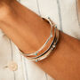 Rajput Serenity Sterling Silver Turquoise And Pearl Birthstone Stacking Bangle, thumbnail 2 of 7