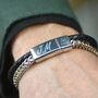 Men's Personalised Black Leather And Chain Bracelet, thumbnail 1 of 7