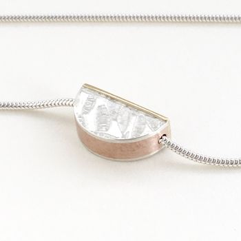 'Half Round' Silver And Brass Embossed Necklace, 2 of 8