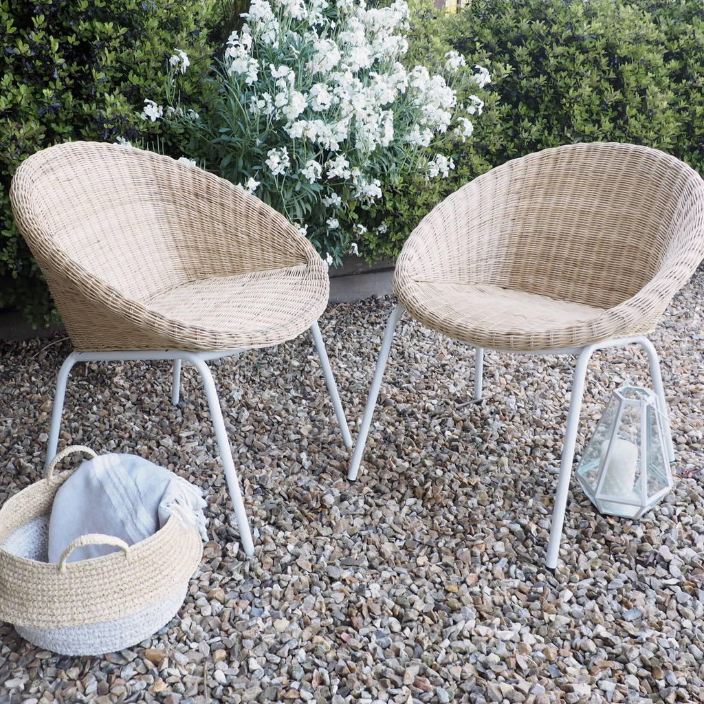 Wicker Tub Chair With White Metal Legs By Za Za Homes ...