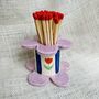 Lilac Daisy Blue Stripes Matchstick Holder, thumbnail 2 of 2