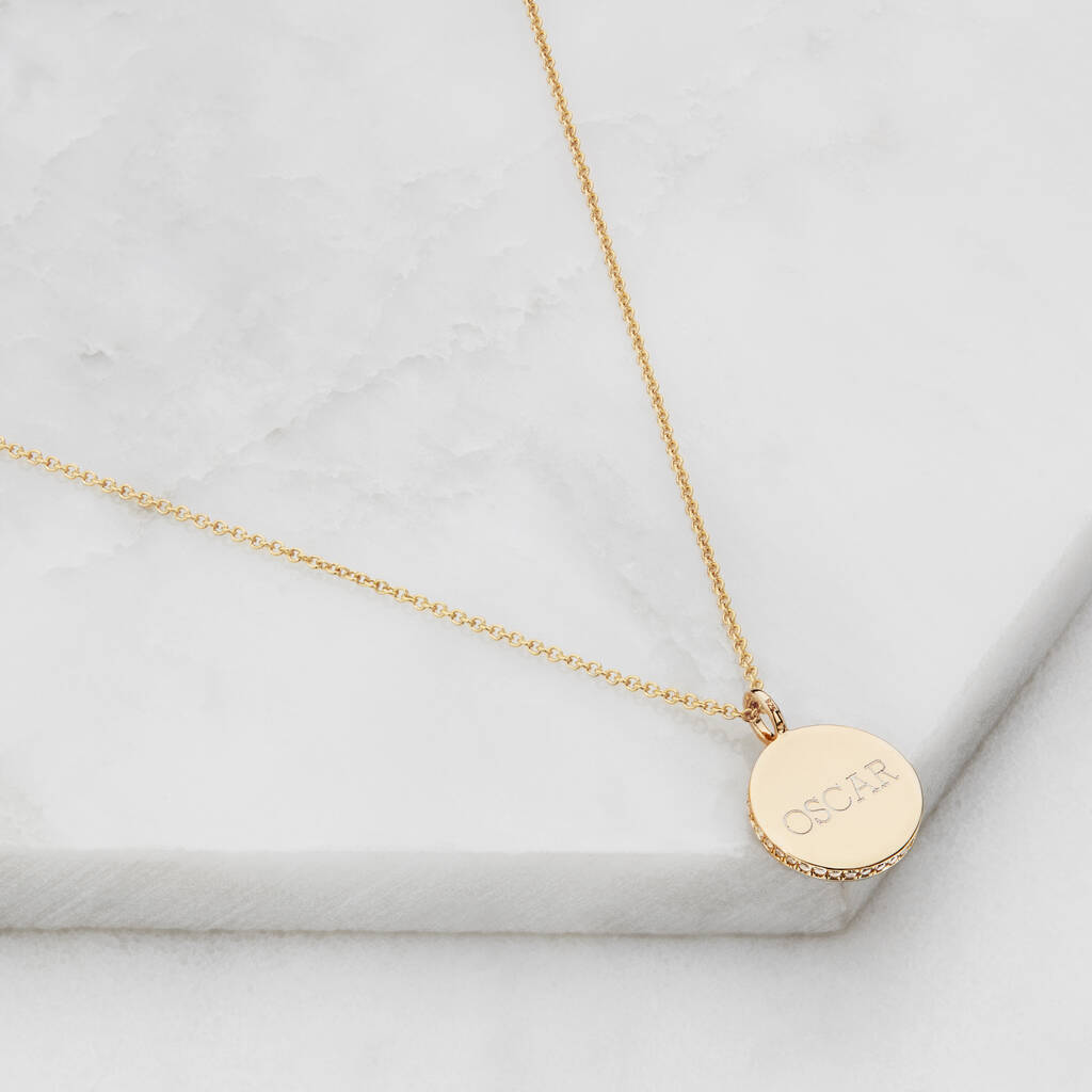 Personalised Diamond Style Disc Pendant Necklace, 1 of 12