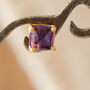 Purple Amethyst Square Cut 18 K Gold And Silver Studs, thumbnail 4 of 12