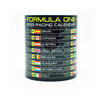 Grand Prix 2025 Season Racing Calendar Mug Neon Edition, 4 of 6