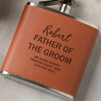 Personalised Father Of The Groom Hip Flask Gift Set, 6 of 7