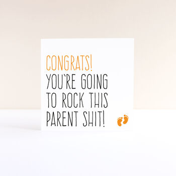 'Rock This Parent Shit' New Baby Card, 3 of 4