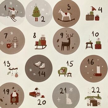 Scandi Christmas Advent One 24 Stickers, Bags, Boxes, 4 of 11