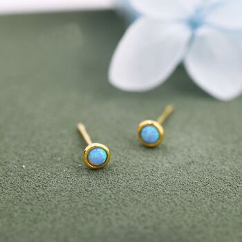 Sterling Silver Tiny Opal Stud Earrings, 6 of 12