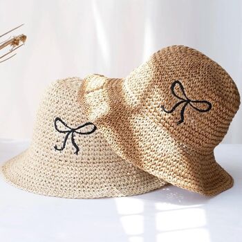 Monaco Cream Baby Pink Ombré Ribbon Straw Beach Hat, 4 of 5