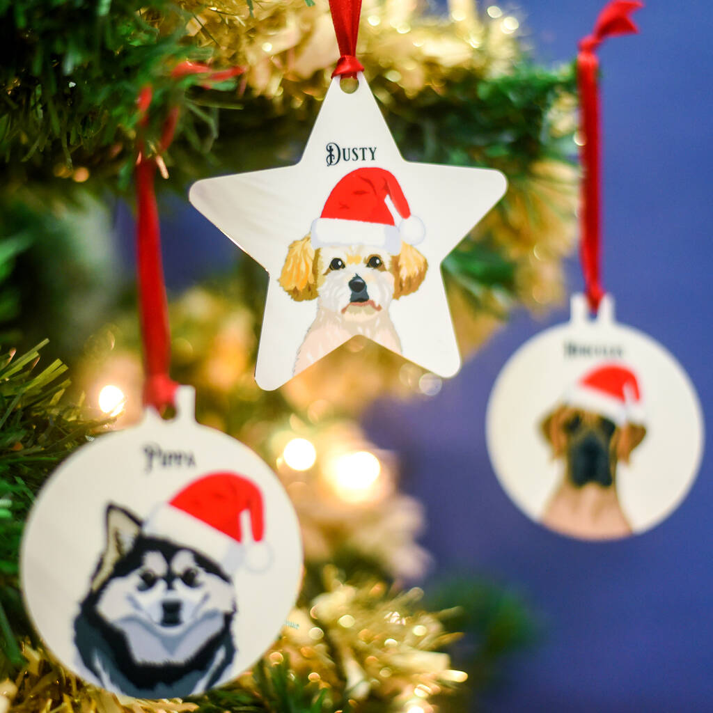 Santa Dog Cute Personalised Christmas Decoration, 1 of 12