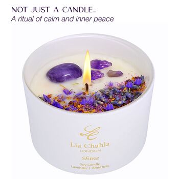 Luxury Lavender Soy Candle With Amethyst Crystals Travel Size, 2 of 10