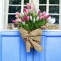 Tulip And Grapevine Basket Door Spring Wreath, thumbnail 3 of 11
