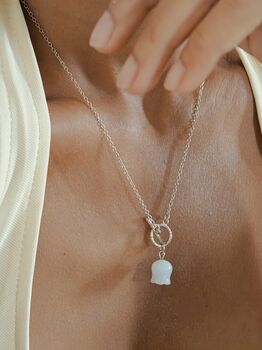 Silver White Jade Lily Of The Valley Toggle Necklace, 4 of 12