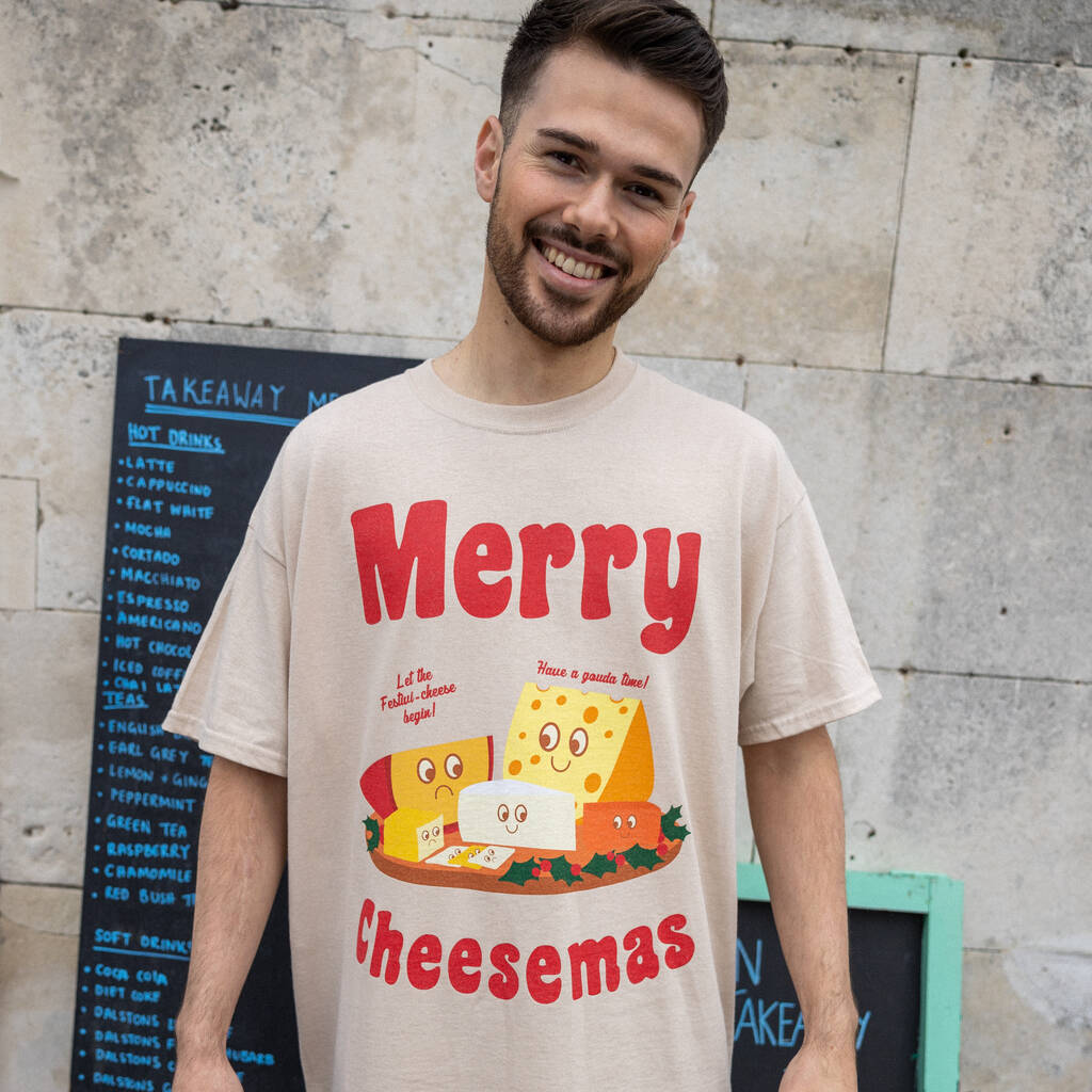 Merry Cheesemas Men's Christmas T Shirt, 1 of 4