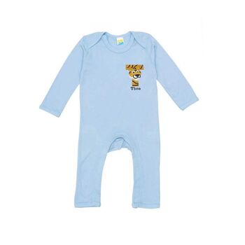 Personalised Organic Alphabet Romper Blue, 2 of 7