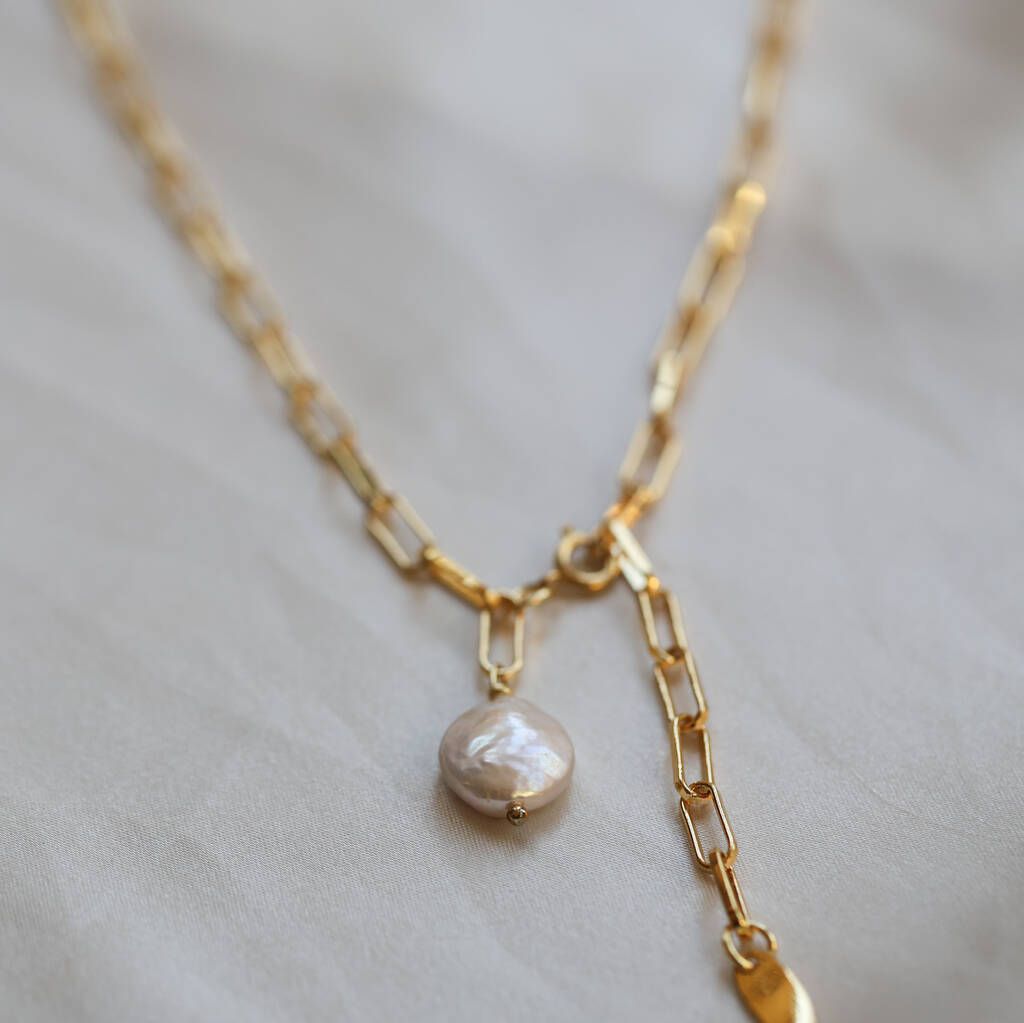 Freshwater Pearl Drop Necklace By White Leaf
