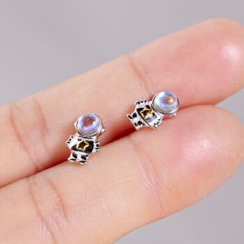 Astronaut Moon Stud Earrings, 5 of 8
