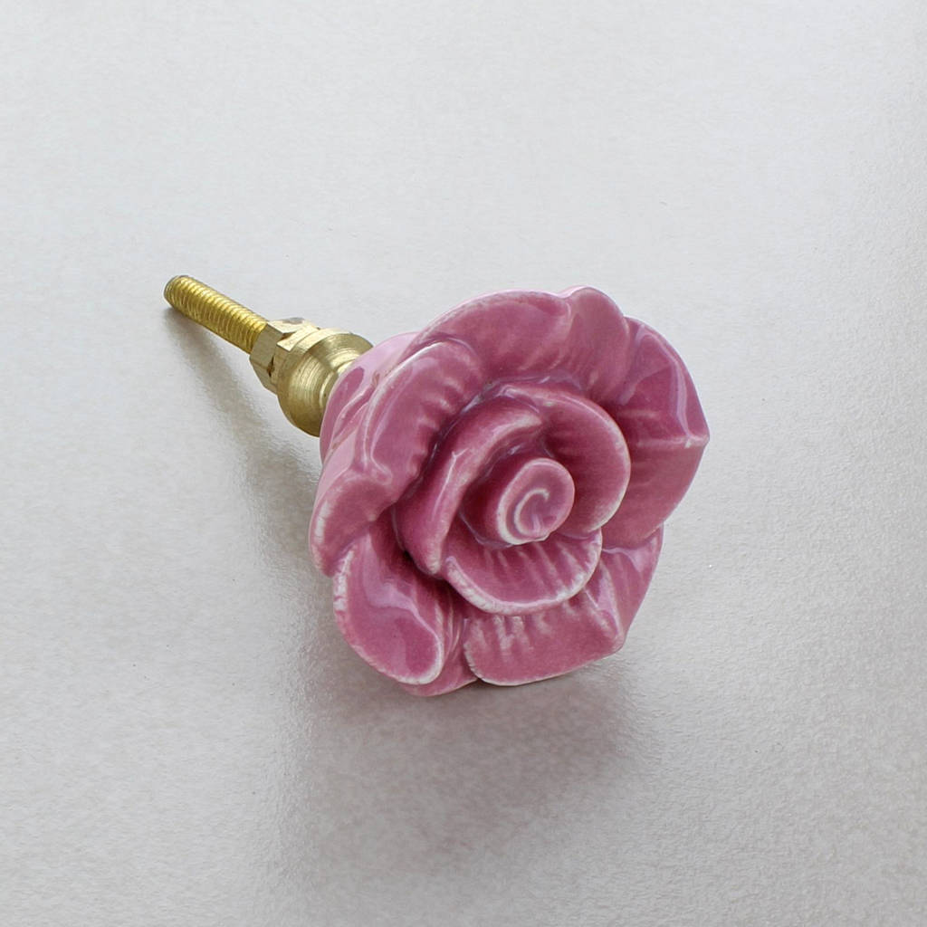 Rose Poppy Flowers Ceramic Door Knobs By G Decor