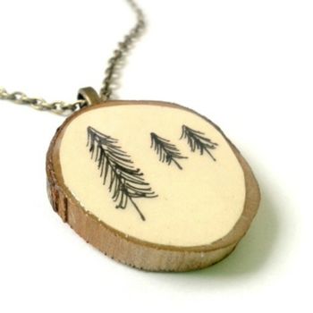 Natural Illustrated Tree Wooden Necklace, 3 of 3