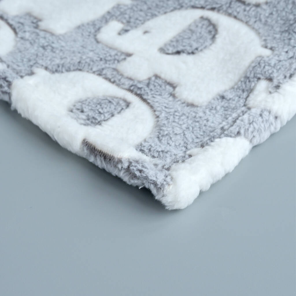 Personalised Unisex Grey Elephant Baby Blanket By KEEDD