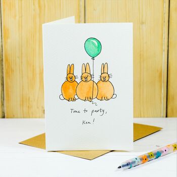 Personalised 'Bunny Birthday' Handmade Card, 3 of 6