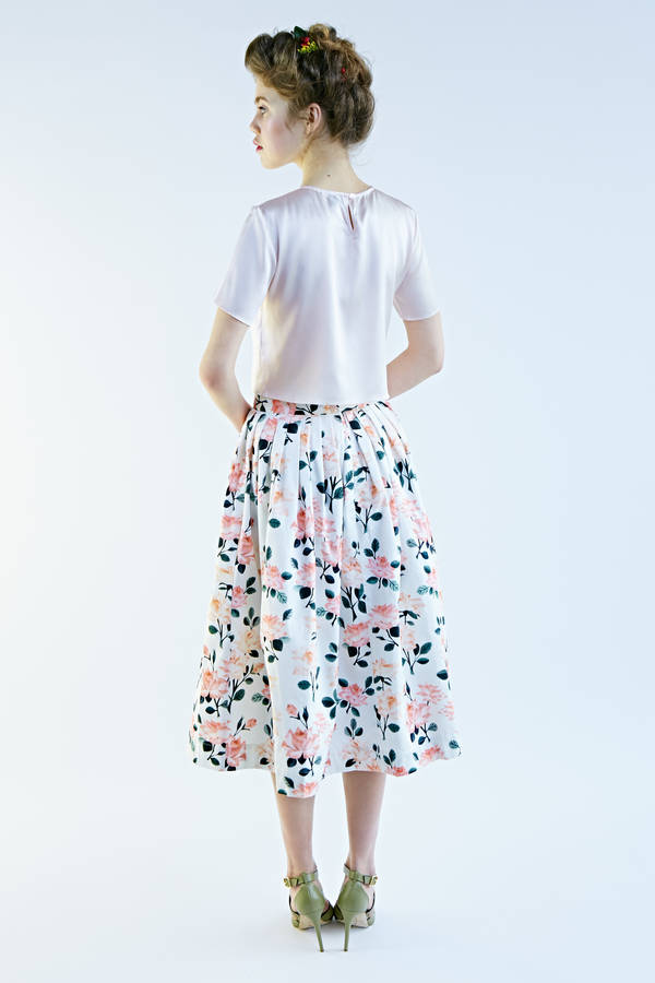 tea length floral pleated skirt by mrs pomeranz | notonthehighstreet.com