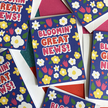 Blooming Great News Funny Flower Congratulations Card, 5 of 5