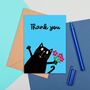 Large Size Black Cat Thank You Card, thumbnail 2 of 2