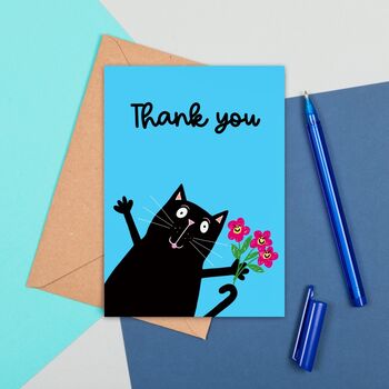 Large Size Black Cat Thank You Card, 2 of 2