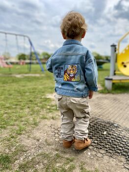 Personalised Baby/Toddler Denim Jacket With Tiger, 3 of 11