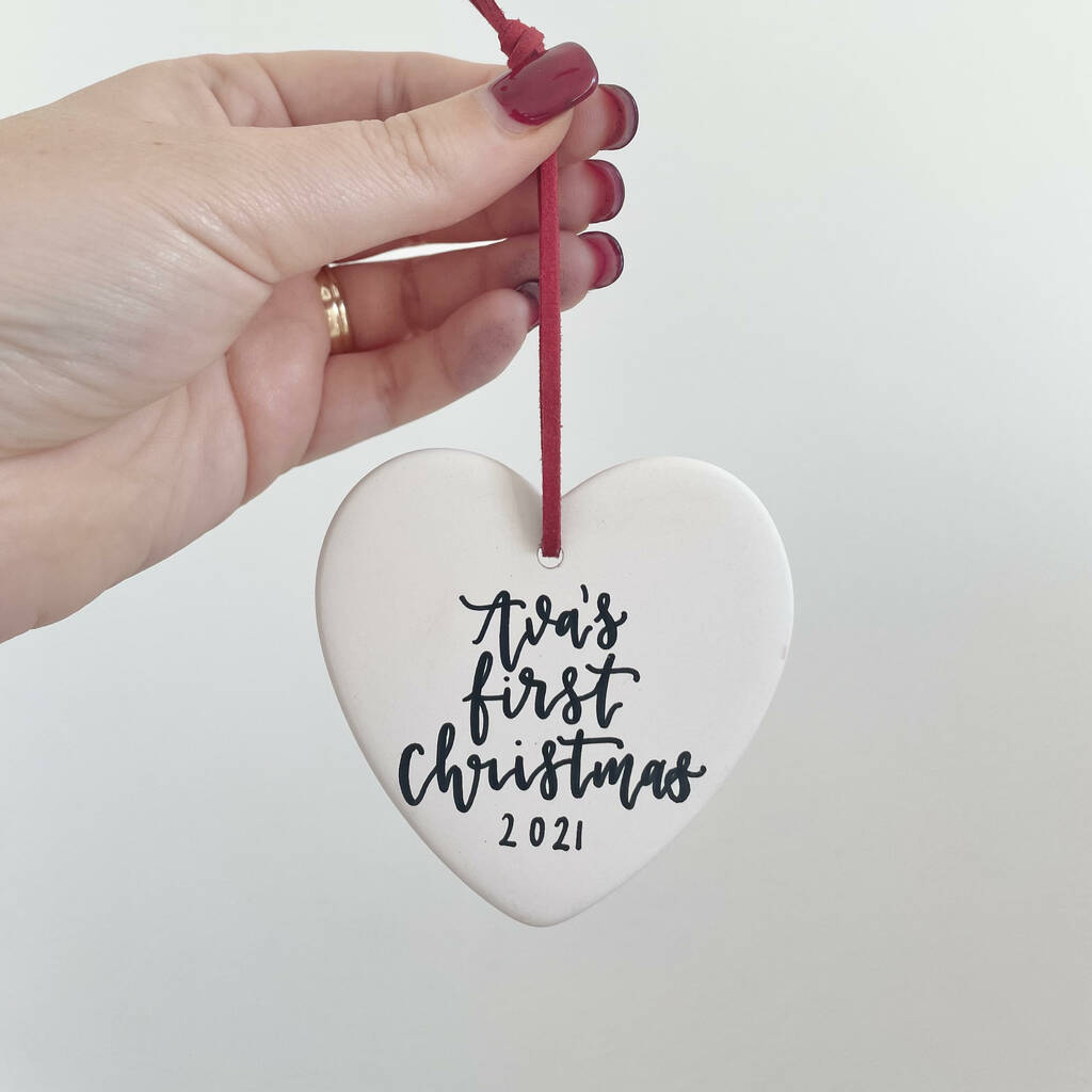 Personalised Ceramic Christmas Heart Decoration 7cm, 1 of 4