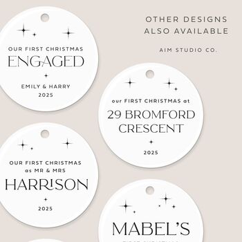 Personalised 'Our First Christmas Engaged' Ceramic Bauble, 10 of 10
