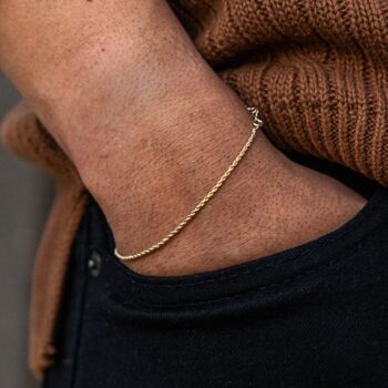 Thin Gold Plated Rope Bracelet For Men, 4 of 11