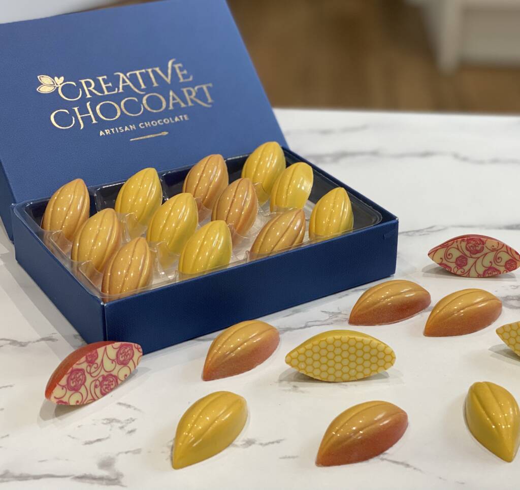 Chocolate Cocoa Pods Box Of Twelve By Creative Chocoart
