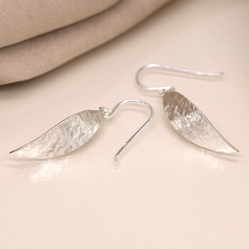 Sterling Silver Leaf Drop Earrings, 2 of 4