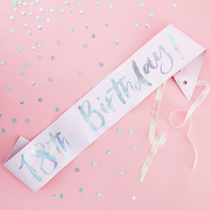 Pink And Iridescent Foiled 18th Birthday Party Sash By Ginger Ray