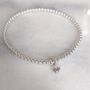 Sterling Silver Beaded Bracelet With Heart Shaped June Birthstone, thumbnail 4 of 7