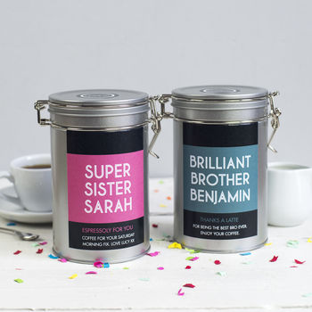 Personalised Siblings Coffee Gift In Tin, 2 of 6