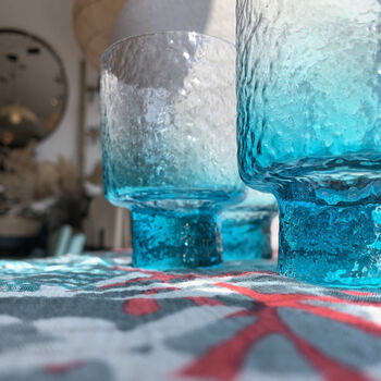 Rippled Aquamarine Ombré Water Glasses Set Of Six, 4 of 4