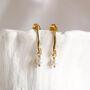 Pearl Gold Drop Earrings, thumbnail 3 of 5