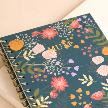 Personalised Initials Teal Floral Notebook, 3 of 5