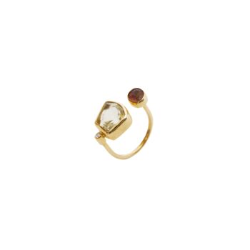 Natural Real Rectangular Tourmaline Gold Plated Ring, 6 of 6