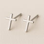 Tiny Sterling Silver Cross Stud Earrings, thumbnail 1 of 4